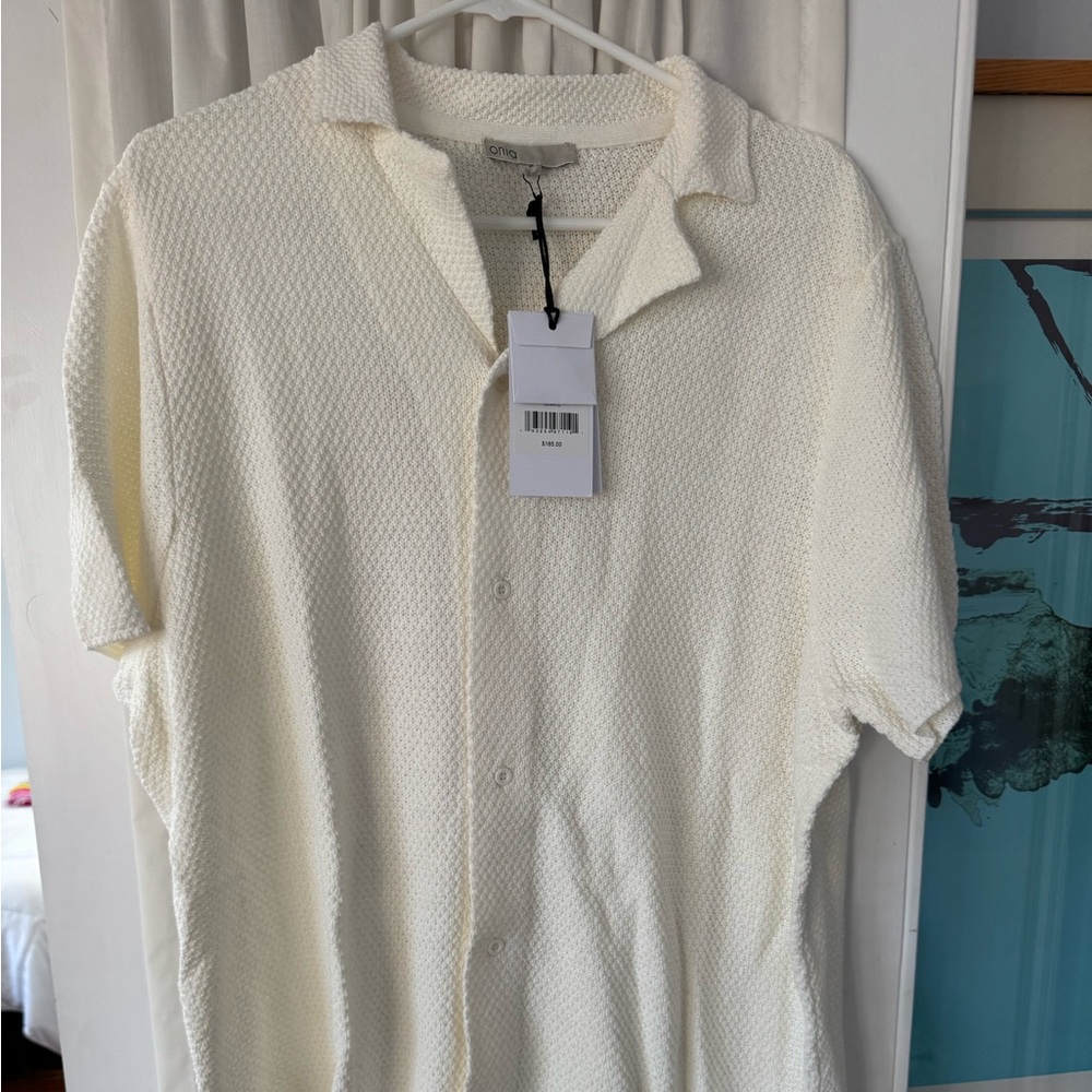 Onia White Textured Knit Top